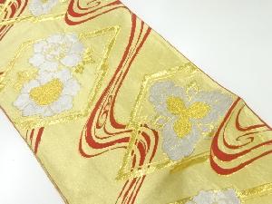 アンティーク　松皮菱に牡丹模様織出し袋帯（材料）